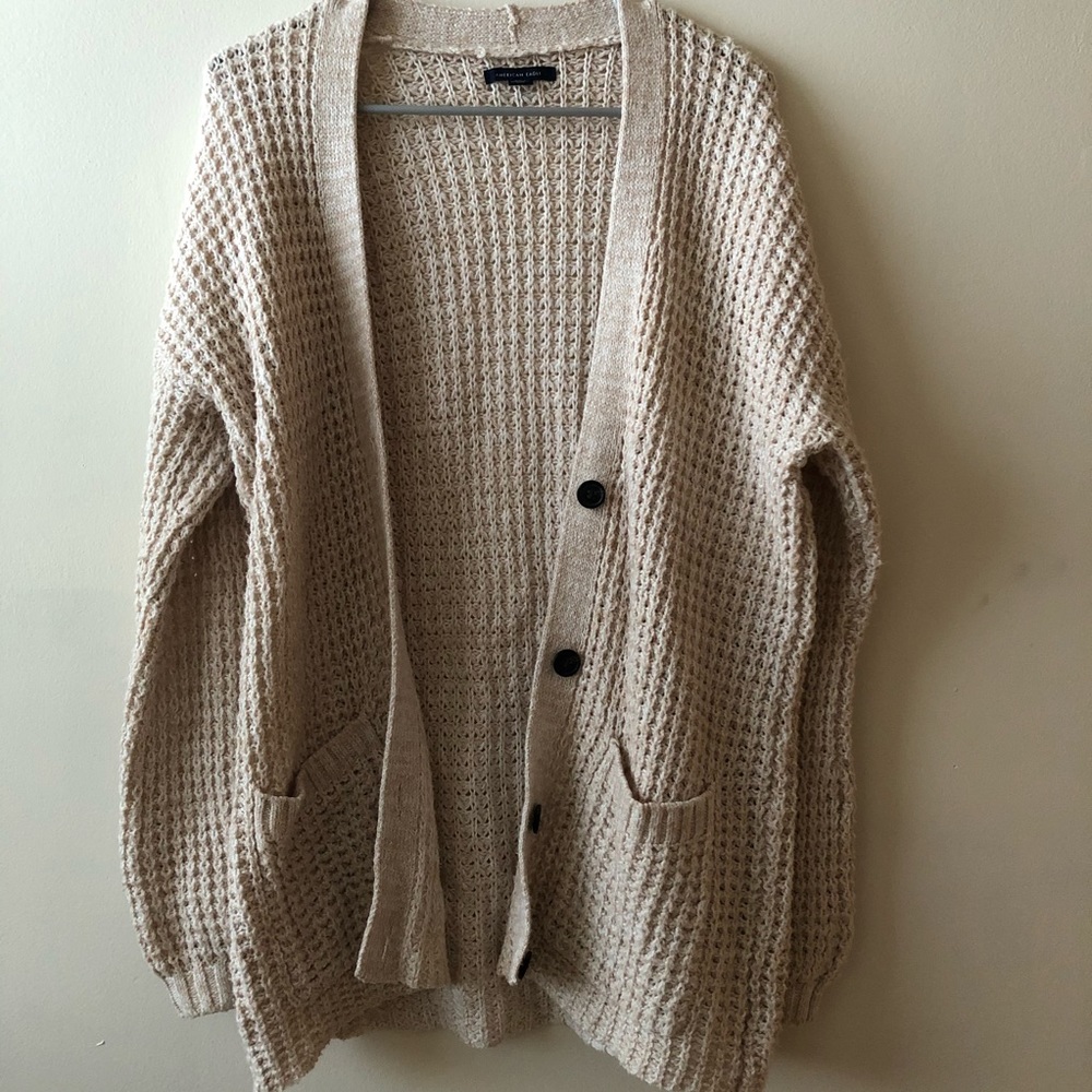 American Eagle, cream oversized cardigan, size s